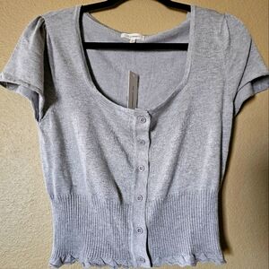 Gray Button-Up Junior's Top L